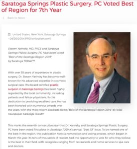 Dr. Yarinsky Voted Best of Region by Saratoga Today