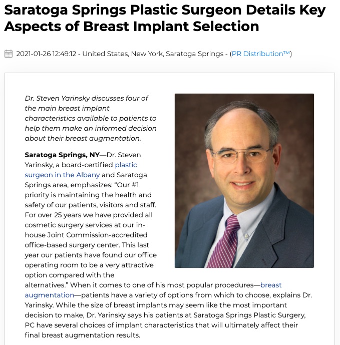 Saratoga Springs Plastic Surgeon Details Key Aspects of