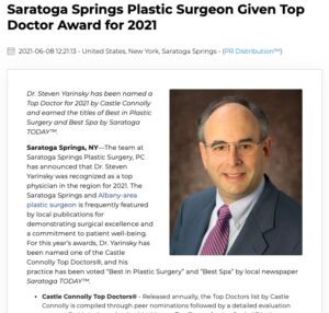 Dr. Yarinsky is voted a 2021 Castle Connolly Top Doctor, Best in Plastic Surgery, and Best Spa in the Saratoga Region.