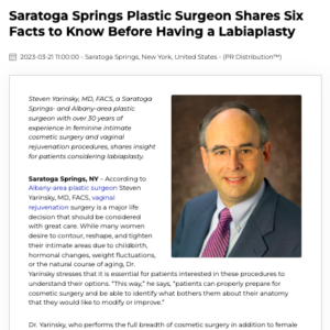 Plastic Surgeon in Saratoga Springs Highlights Six Things to Consider Before Undergoing Labiaplasty